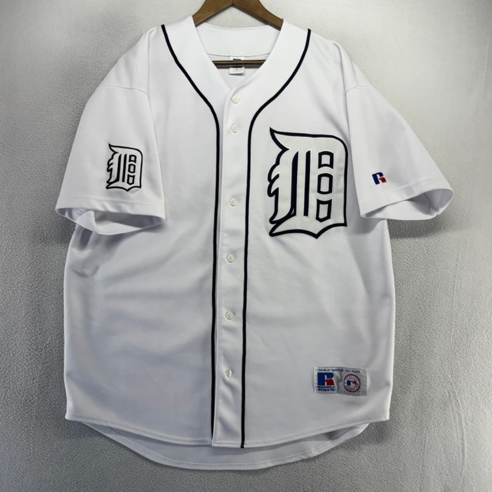 Vintage Detroit Tigers Jersey Men's XL White Russell Athletic Korea Stitched 90s